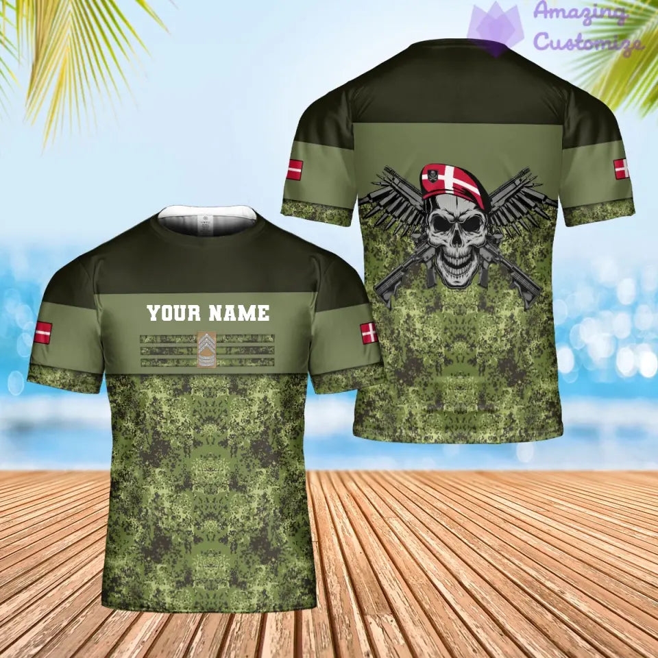 Personalized Denmark Soldier/ Veteran Camo With Name And Rank Hoodie 3D Printed - 1201240001