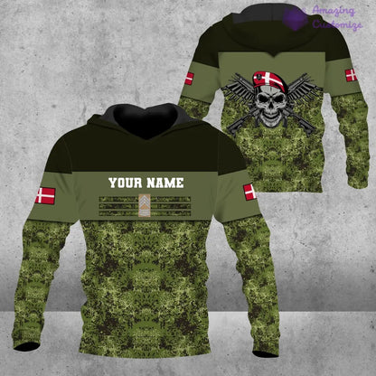 Personalized Denmark Soldier/ Veteran Camo With Name And Rank Hoodie 3D Printed - 1201240001