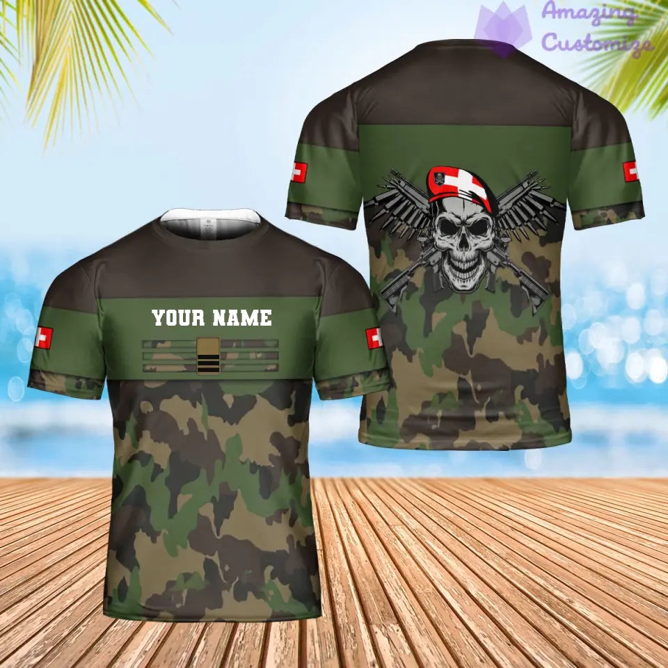 Personalized Swiss Soldier/ Veteran Camo With Name And Rank Hoodie 3D Printed - 1201240001