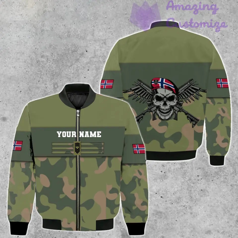 Personalisierter Kapuzenpullover mit Camouflage-Muster für norwegische Soldaten/Veteranen mit Namen und Rang, 3D-Druck – 1201240001