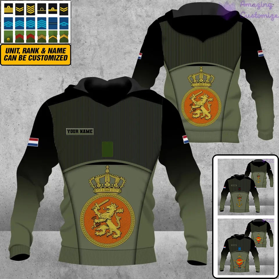 Personalized Netherlands Soldier/ Veteran Camo With Name And Rank Hoodie 3D Printed  - 1501240001