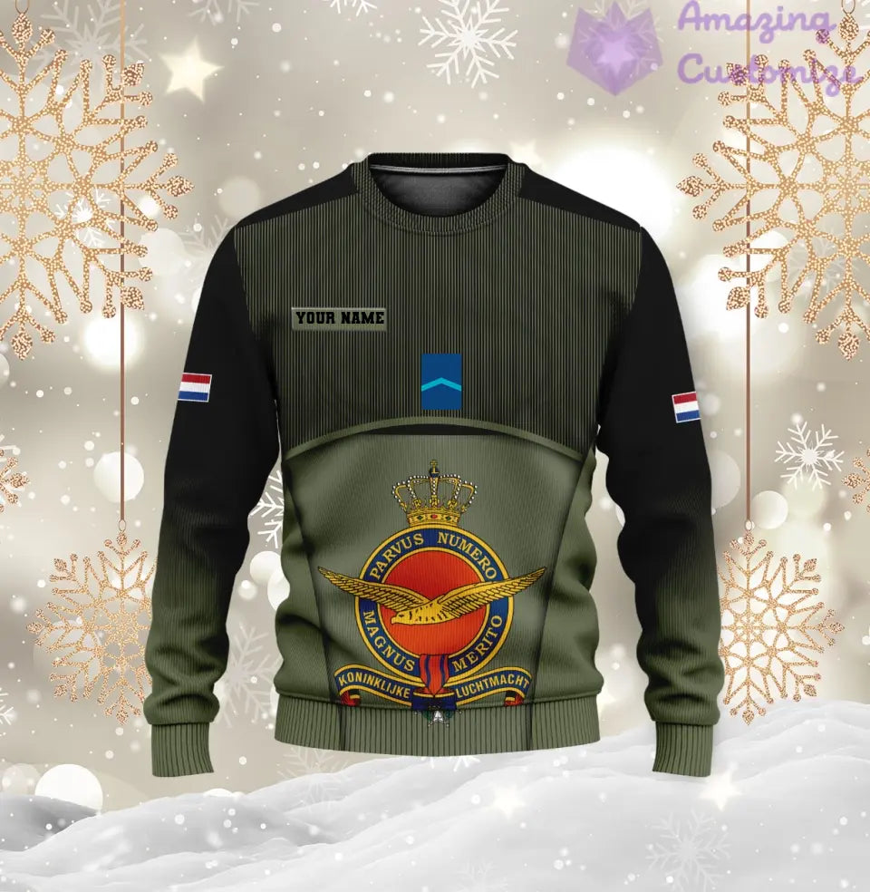 Personalisierter Kapuzenpullover mit Camouflage-Muster für niederländische Soldaten/Veteranen mit Namen und Rang, 3D-Druck – 1501240001