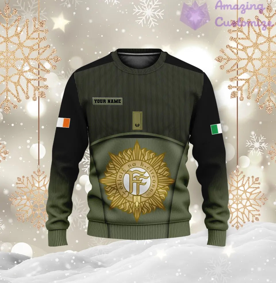 Sweat à capuche personnalisé avec camouflage soldat/vétéran irlandais avec nom et grade imprimé en 3D - 1501240001