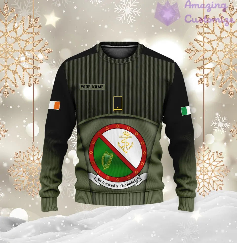 Personalisierter Kapuzenpullover mit irischem Soldaten-/Veteranen-Tarnmuster und Namen und Rang, 3D-Druck – 1501240001