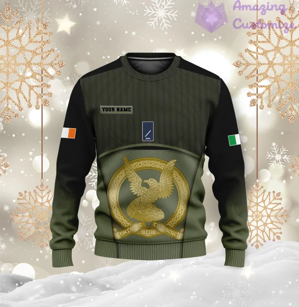 Sweat à capuche personnalisé avec camouflage soldat/vétéran irlandais avec nom et grade imprimé en 3D - 1501240001