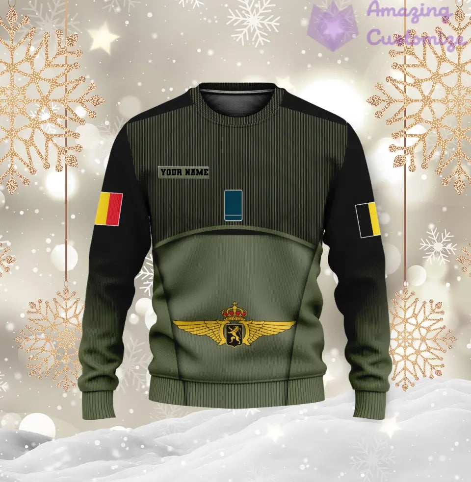 Personalisierter Kapuzenpullover mit belgischem Soldaten-/Veteranen-Tarnmuster und Namen und Rang, 3D-Druck – 1501240001