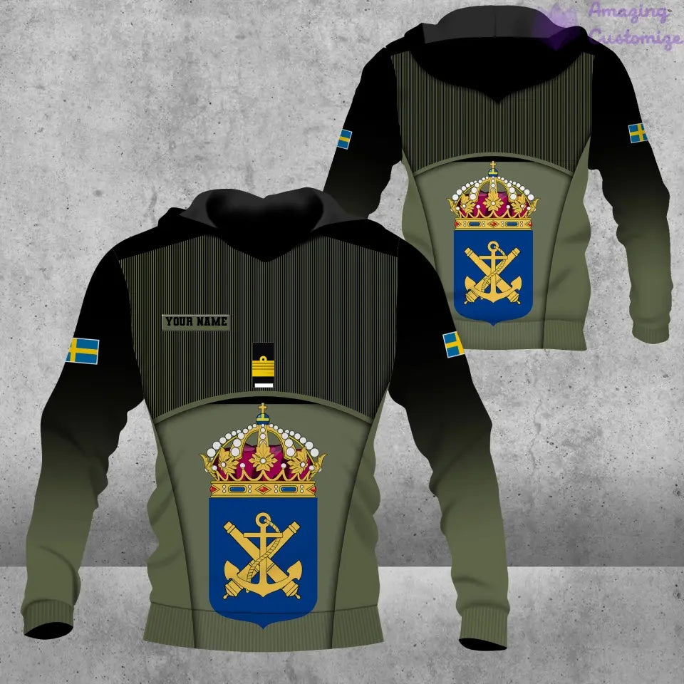 Personalized Sweden Soldier/ Veteran Camo With Name And Rank Hoodie 3D Printed  - 1501240001