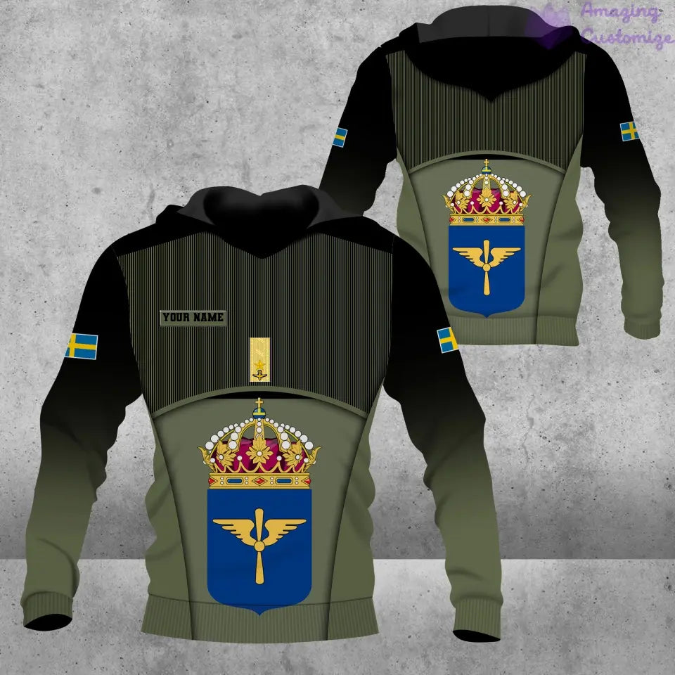 Personalisierter Kapuzenpullover mit schwedischem Soldaten-/Veteranen-Tarnmuster und Namen und Rang, 3D-Druck – 1501240001