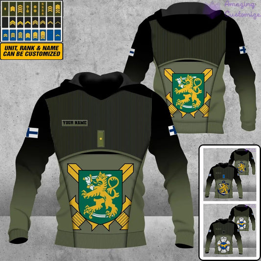 Personalized Finland Soldier/ Veteran Camo With Name And Rank Hoodie 3D Printed  - 1501240001