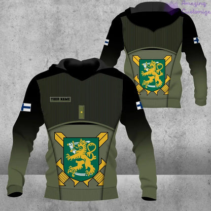 Personalisierter Kapuzenpullover mit 3D-Druck für finnische Soldaten/Veteranen im Camouflage-Muster mit Namen und Rang – 1501240001