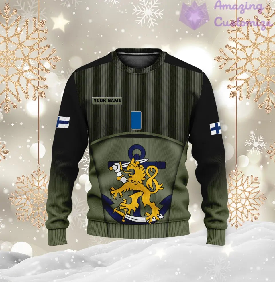 Personalisierter Kapuzenpullover mit 3D-Druck für finnische Soldaten/Veteranen im Camouflage-Muster mit Namen und Rang – 1501240001