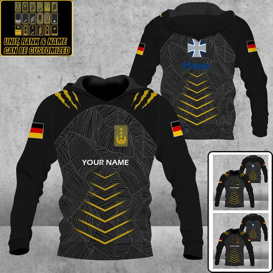 Personalized Germany Soldier/ Veteran Camo With Name And Rank Hoodie 3D Printed  - 1601240001