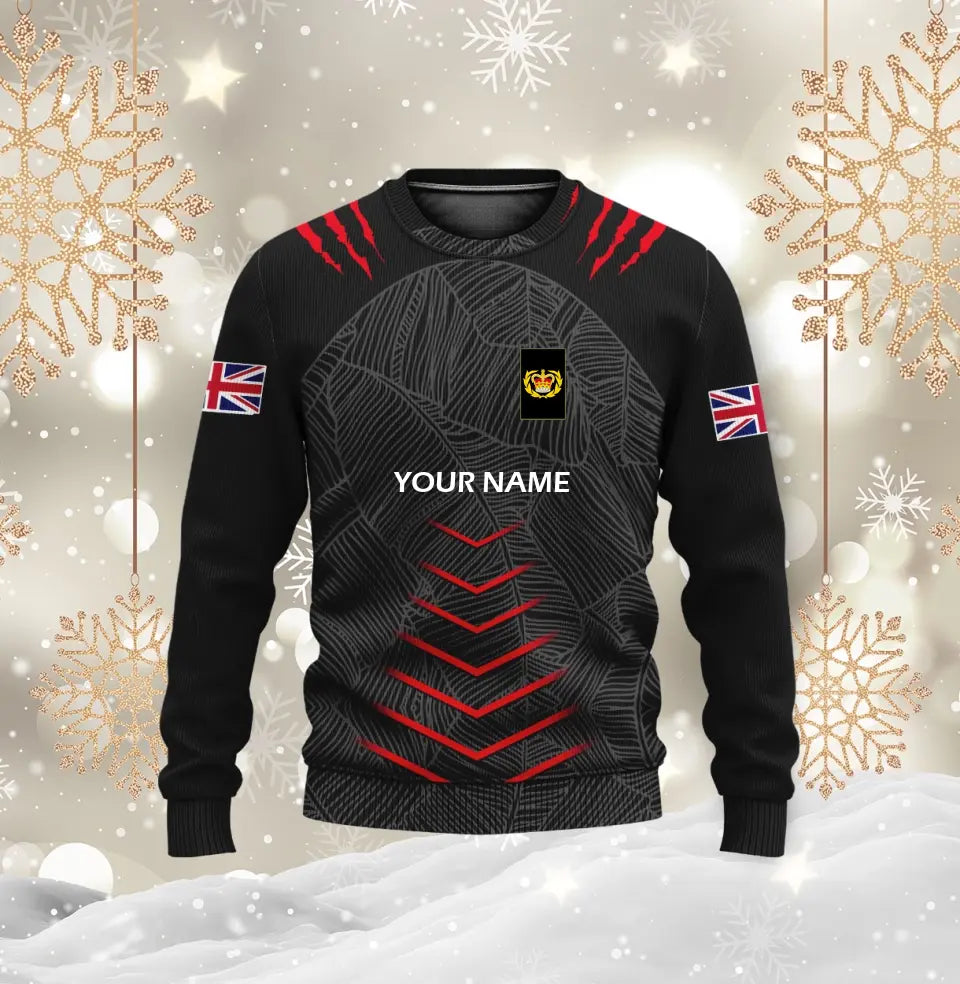 Personalized UK Soldier/ Veteran Camo With Name And Rank Ugly Sweater 3D Printed  - 1601240001