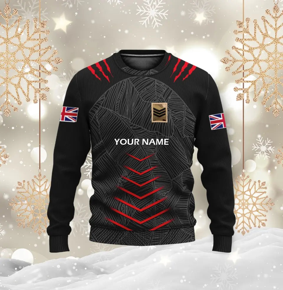 Personalized UK Soldier/ Veteran Camo With Name And Rank Ugly Sweater 3D Printed  - 1601240001