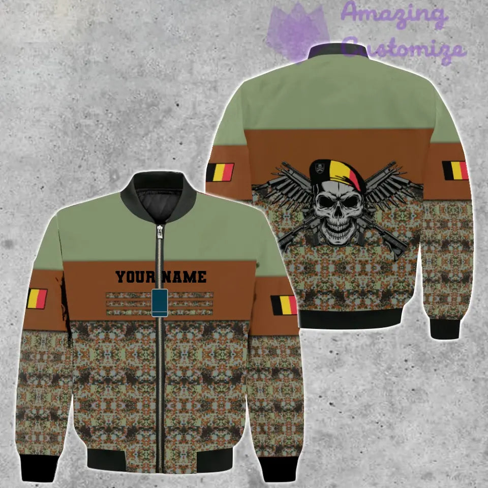 Personalisierter Kapuzenpullover mit 3D-Druck für belgische Soldaten/Veteranen im Camouflage-Muster mit Namen und Rang – 1201240001