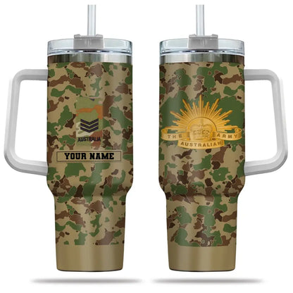 Personalisierter australischer Soldat/Veteranen-Tarnbecher mit Namen und Rang, 40 oz, 3D-Druck – 2401240001