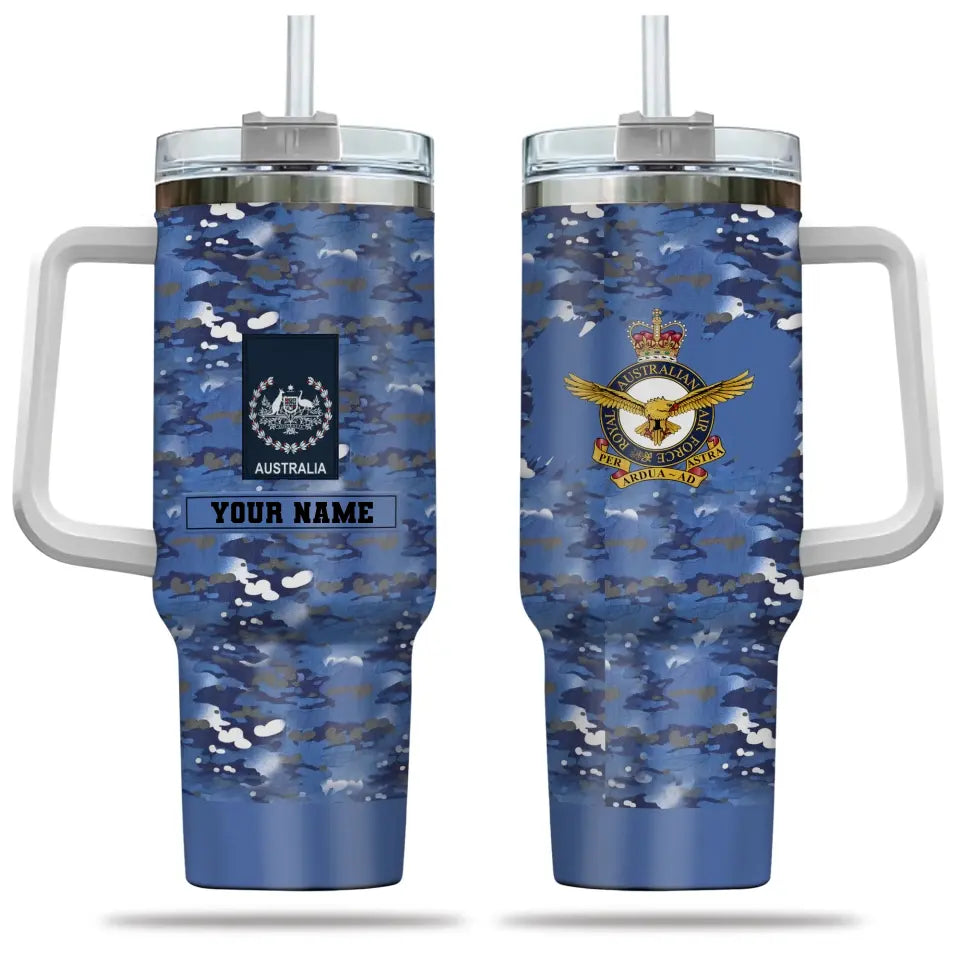 Personalized Australian Soldier/ Veteran Camo With Name And Rank 40oz Tumbler 3D Printed - 2401240001