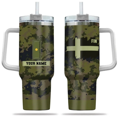 Personalized Finland Soldier/ Veteran Camo With Name And Rank 40oz Tumbler 3D Printed - 2401240001