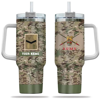 Personalisierter britischer Soldat/Veteranen-Tarnbecher mit Namen und Rang, 40 oz, 3D-Druck – 2401240001