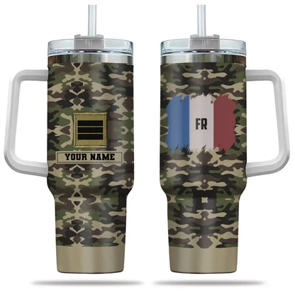 Personalisierter französischer Soldat/Veteranen-Tarnbecher mit Namen und Rang, 40 oz, 3D-Druck – 2401240001