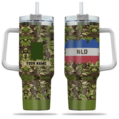 Personalisierter niederländischer Soldat/Veteranen-Tarnbecher mit Namen und Rang, 40 oz, 3D-Druck – 2401240001