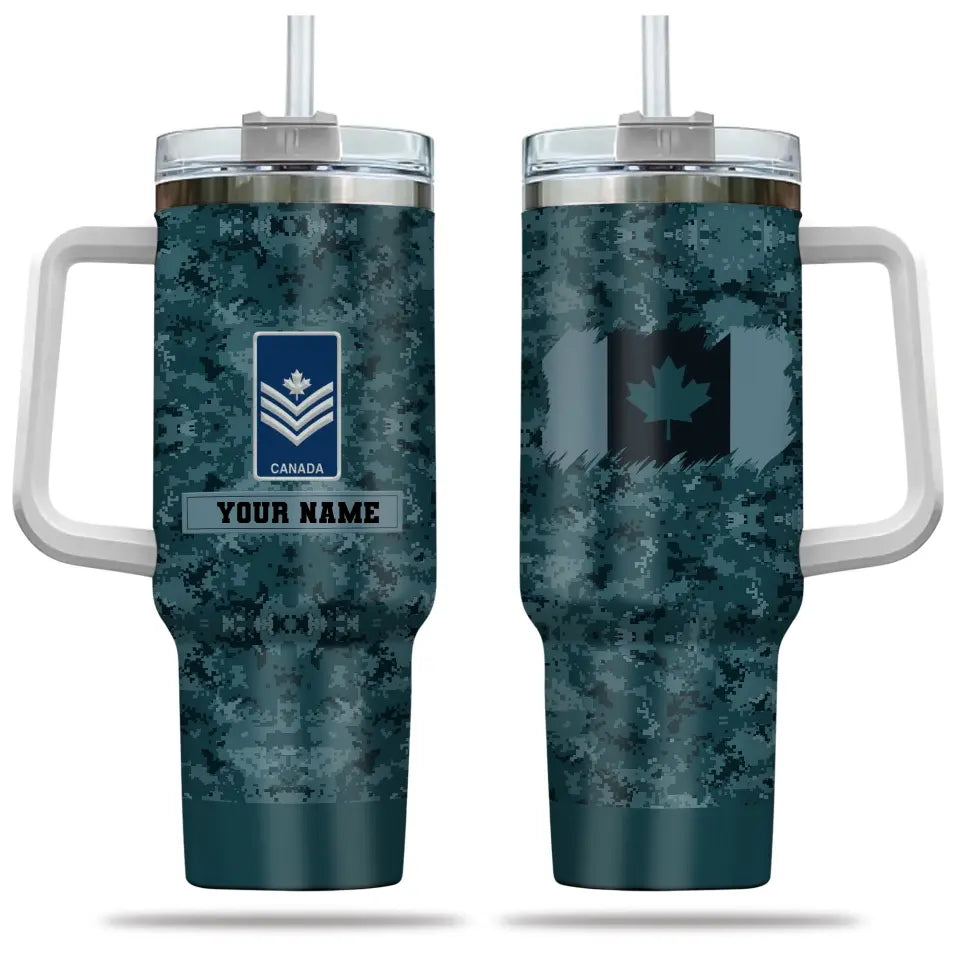 Personalized Canadian Soldier/ Veteran Camo With Name And Rank 40oz Tumbler 3D Printed - 17060544