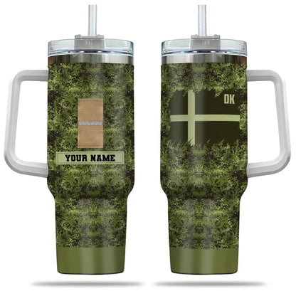 Personalisierter dänischer Soldat/Veteranen-Tarnbecher mit Namen und Rang, 40 oz, 3D-Druck – 2401240001