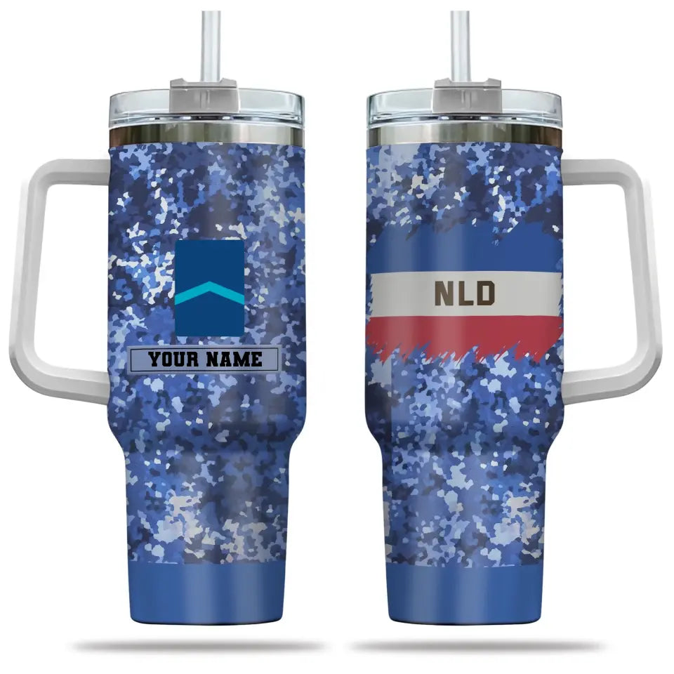 Personalisierter niederländischer Soldat/Veteranen-Tarnbecher mit Namen und Rang, 40 oz, 3D-Druck – 2401240001