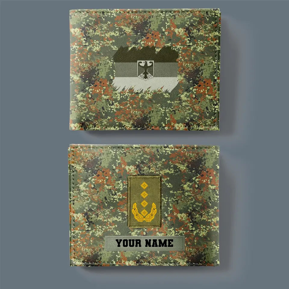 Personalisierte Brieftasche mit Camouflage-Muster für deutsche Soldaten/Veteranen mit Namen und Rang, 3D-Druck – 2501240001