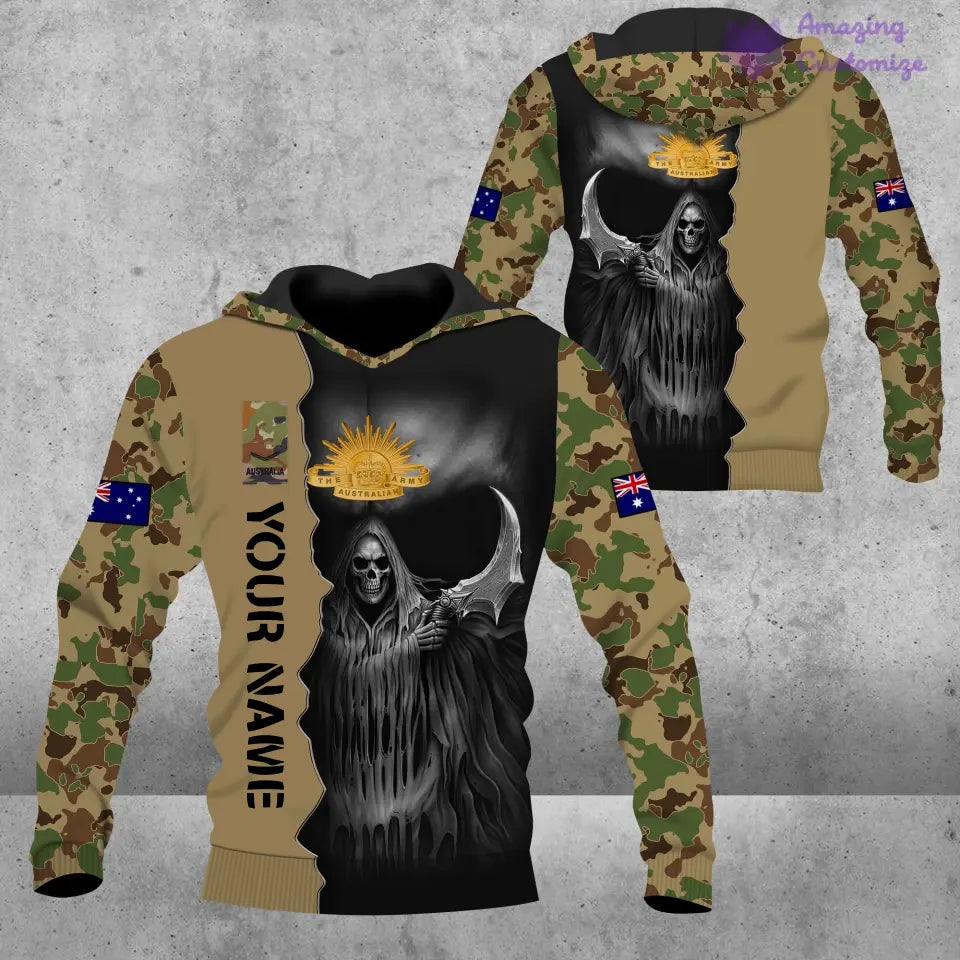 Sweat à capuche personnalisé avec camouflage soldat/vétéran australien avec nom et grade imprimé en 3D - 17062272