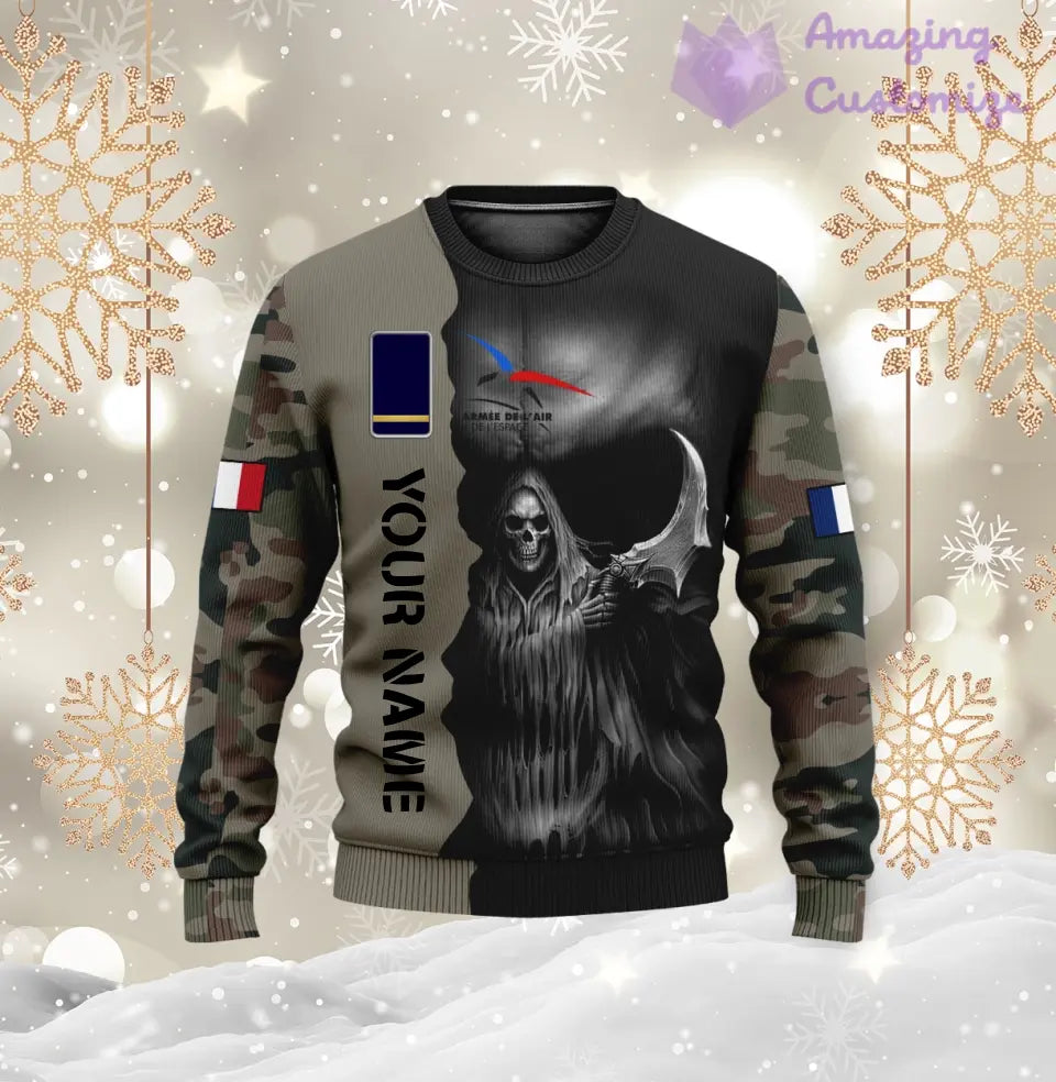 Personalisierter Kapuzenpullover mit Camouflage-Muster für französische Soldaten/Veteranen mit Namen und Rang, 3D-Druck – 2601240001