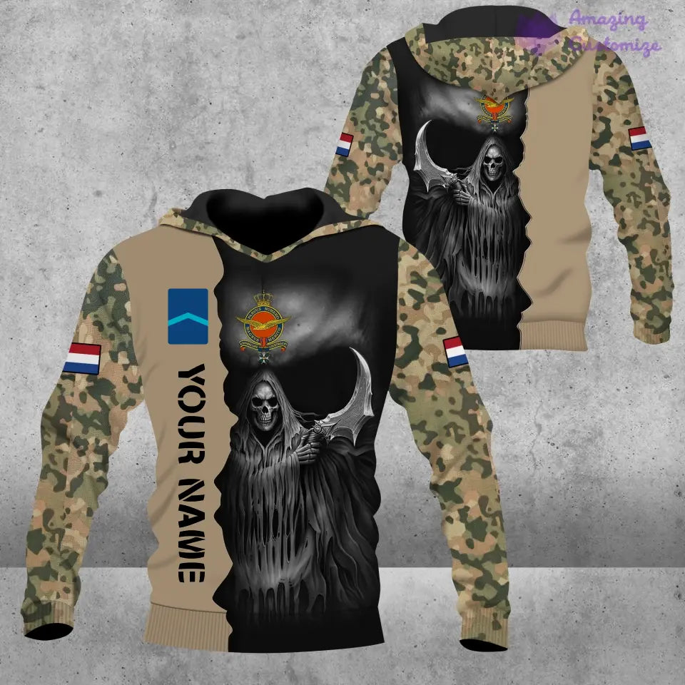 Personalisierter niederländischer Soldat/Veteranen-Tarnpullover mit Namen und Rang, 3D-Druck – 2601240001