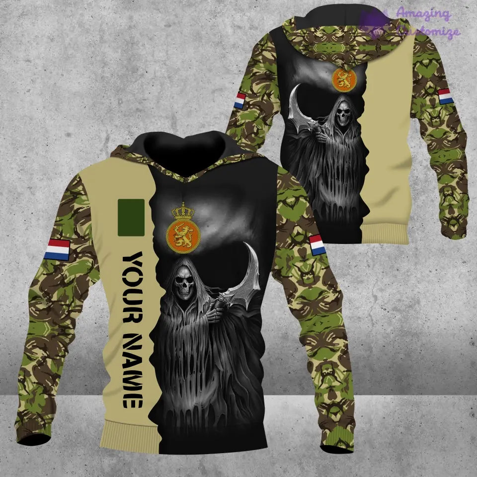 Personalisierter niederländischer Soldat/Veteranen-Tarnpullover mit Namen und Rang, 3D-Druck – 2601240001