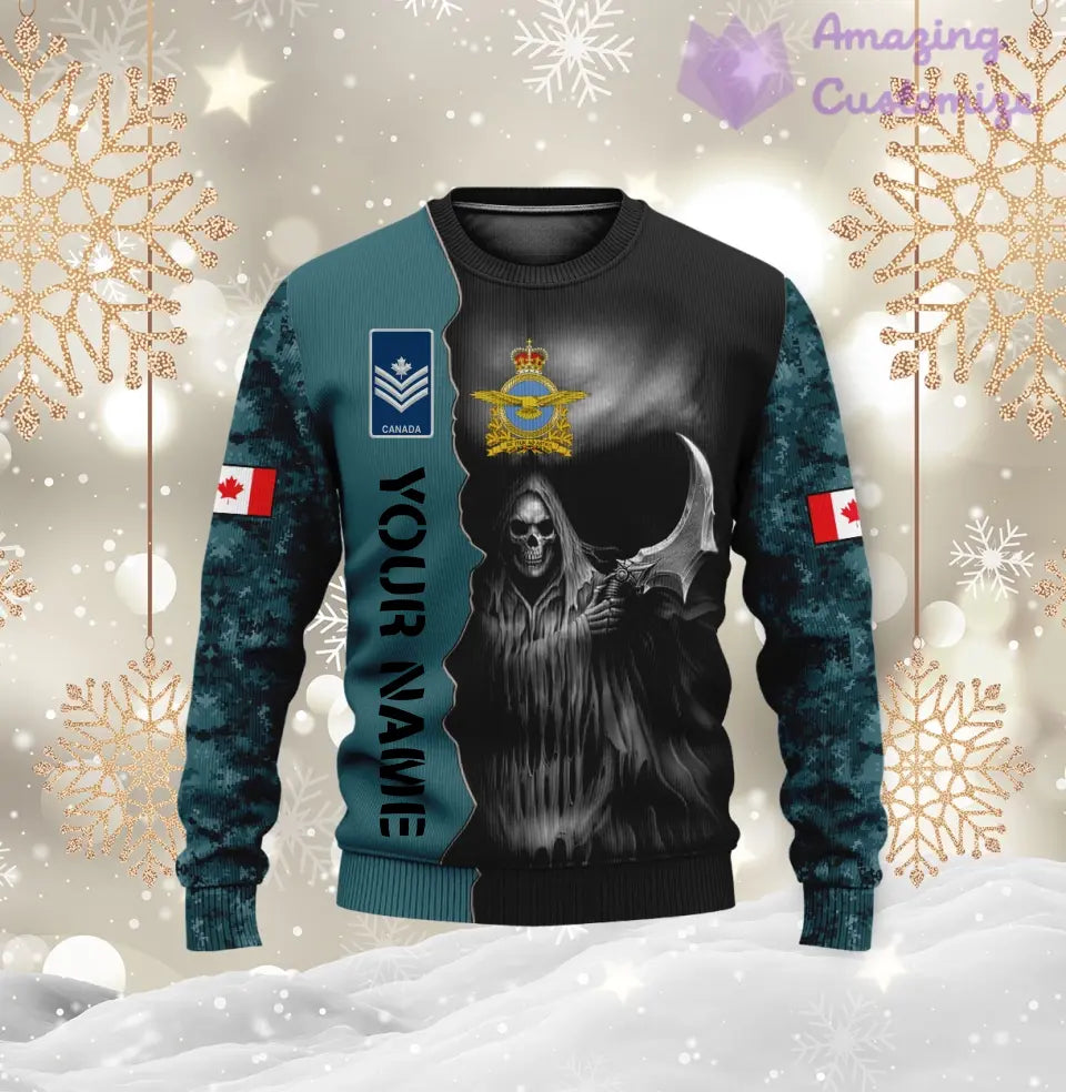 Personalized Canadian Soldier/ Veteran Camo With Name And Rank Ugly Sweater 3D Printed  - 17062272