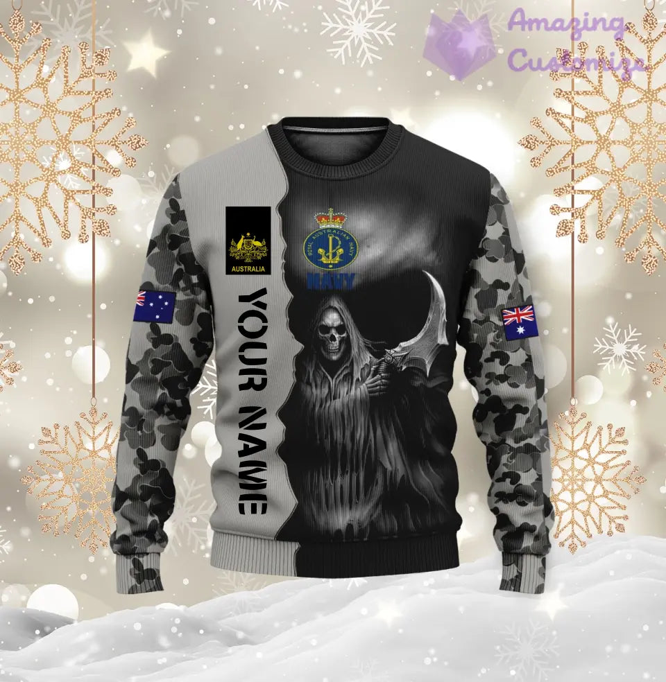 Personalized Australian Soldier/ Veteran Camo With Name And Rank Ugly Sweater 3D Printed  - 2601240001