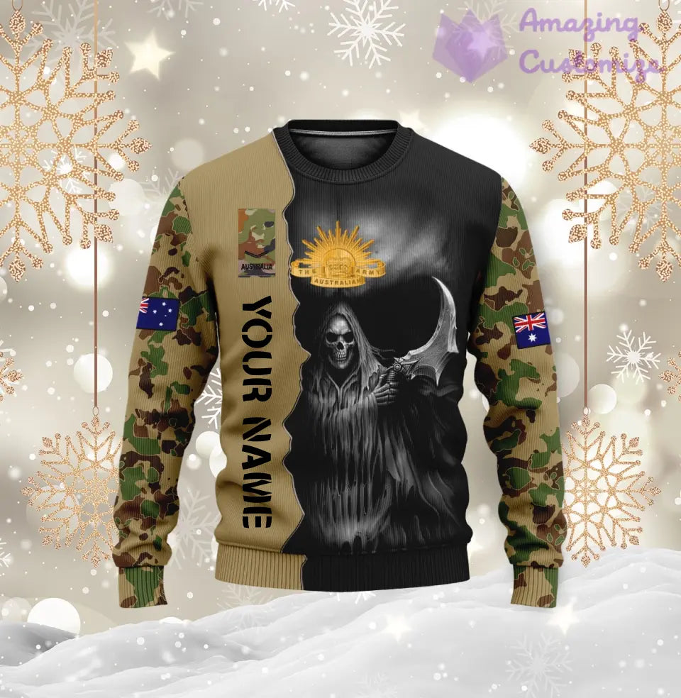 Personalized Australian Soldier/ Veteran Camo With Name And Rank Ugly Sweater 3D Printed  - 2601240001