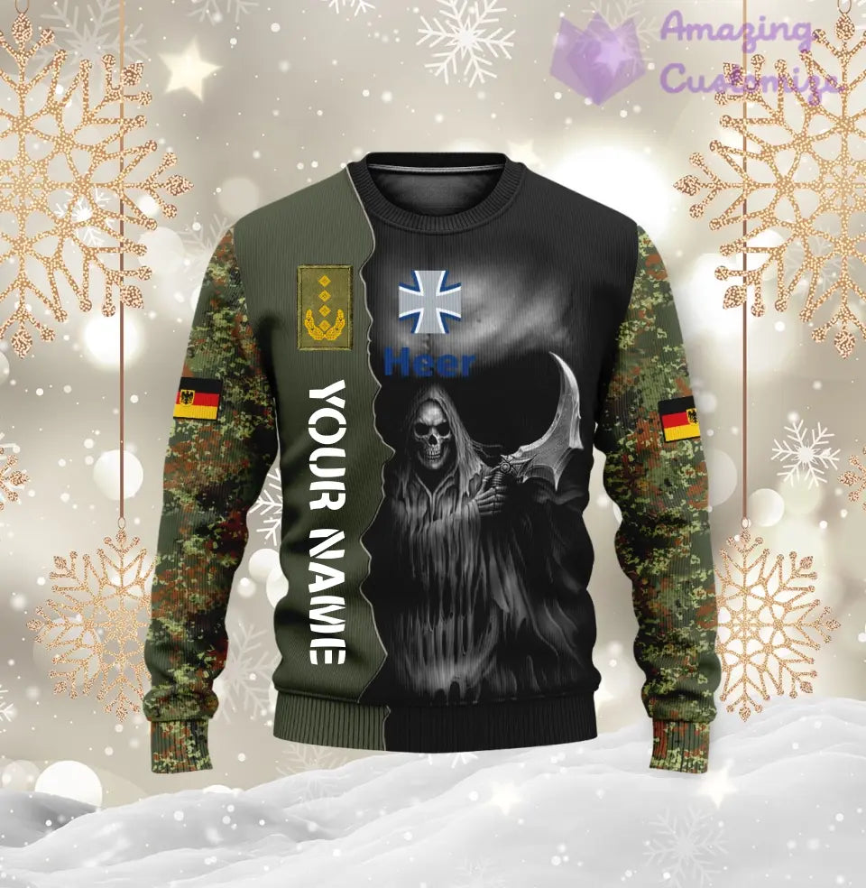 Personalized Germany Soldier/ Veteran Camo With Name And Rank Ugly Sweater 3D Printed  - 2601240001