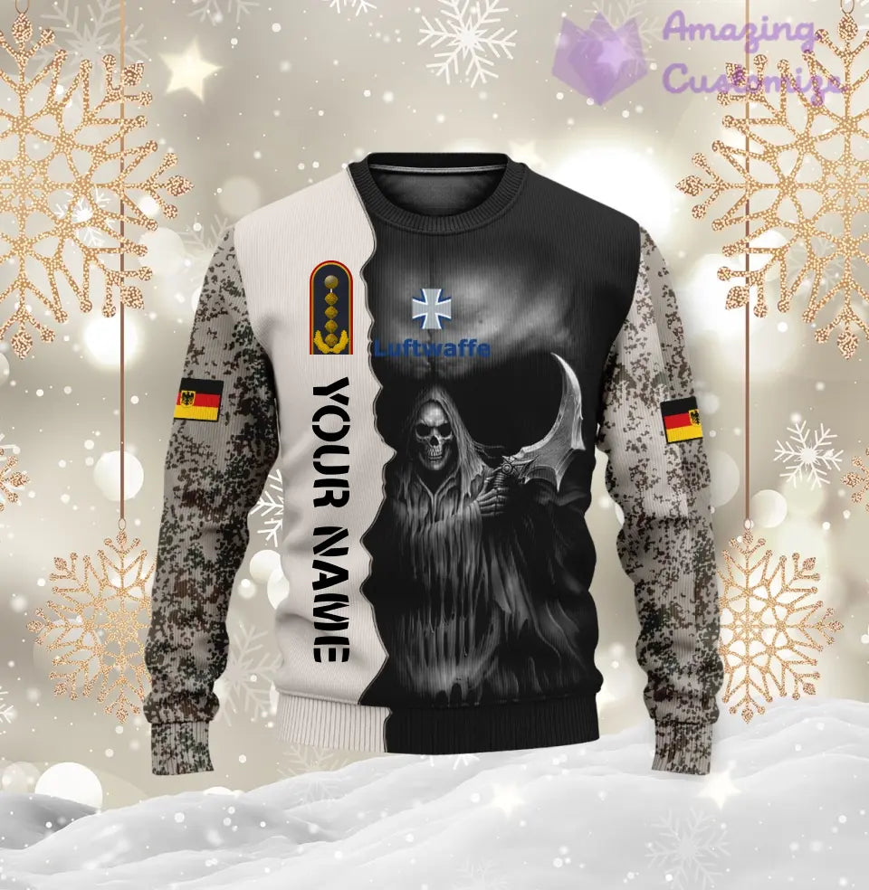 Personalized Germany Soldier/ Veteran Camo With Name And Rank Ugly Sweater 3D Printed  - 2601240001