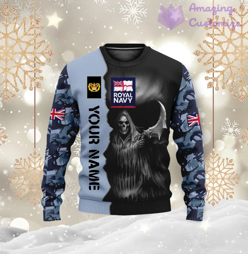 Personalized UK Soldier/ Veteran Camo With Name And Rank Ugly Sweater 3D Printed  - 2601240001