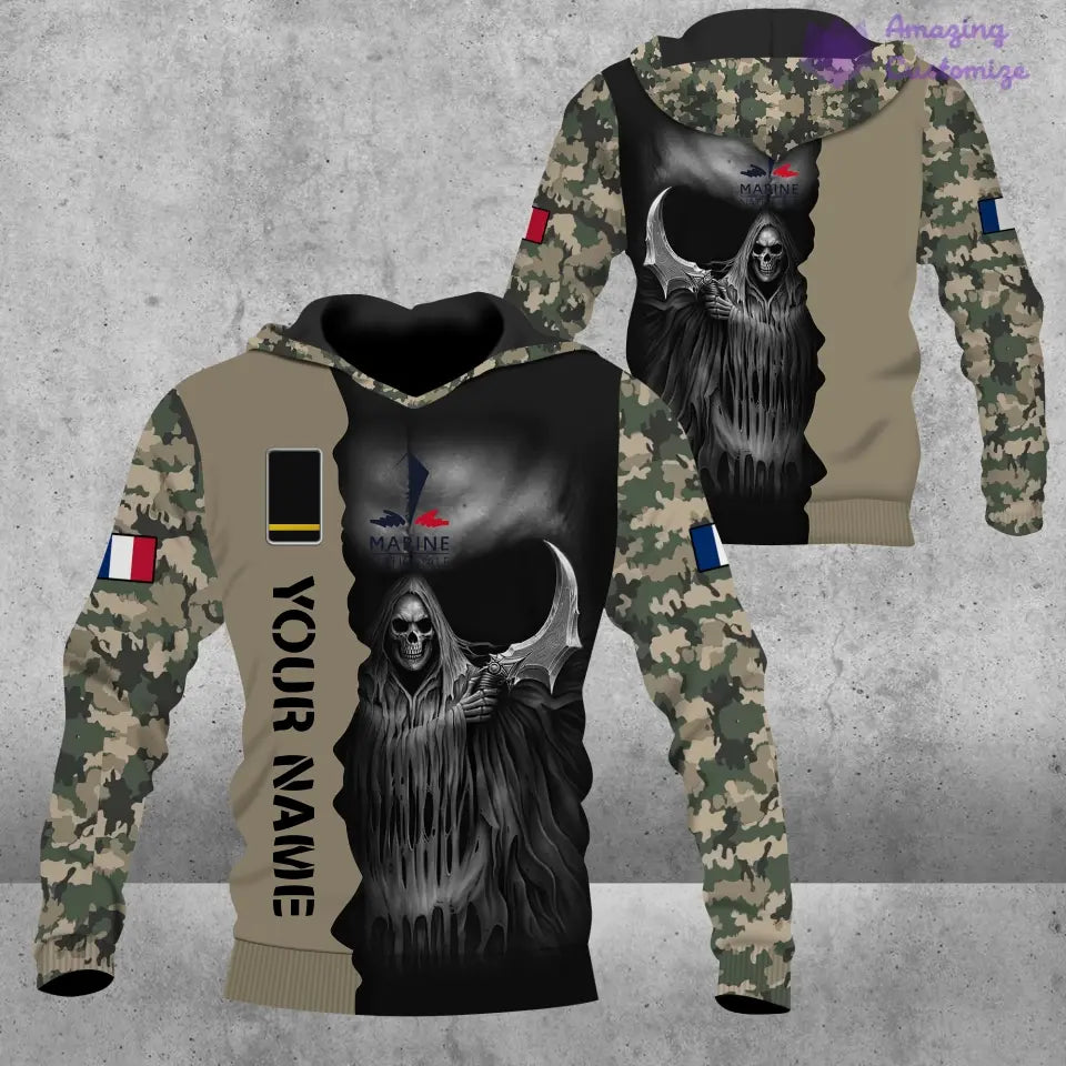 Pull moche personnalisé avec camouflage soldat/vétéran de la France avec nom et grade imprimé en 3D - 2601240001