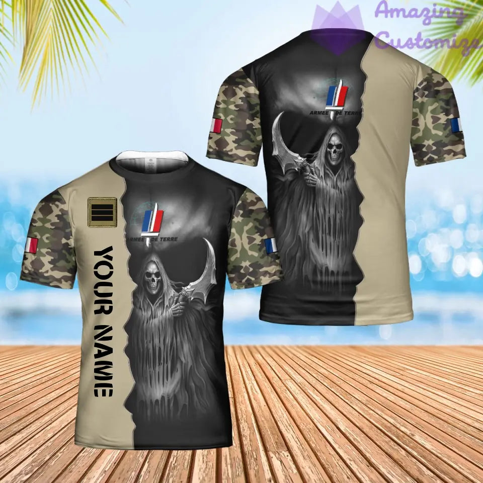 Pull moche personnalisé avec camouflage soldat/vétéran de la France avec nom et grade imprimé en 3D - 2601240001