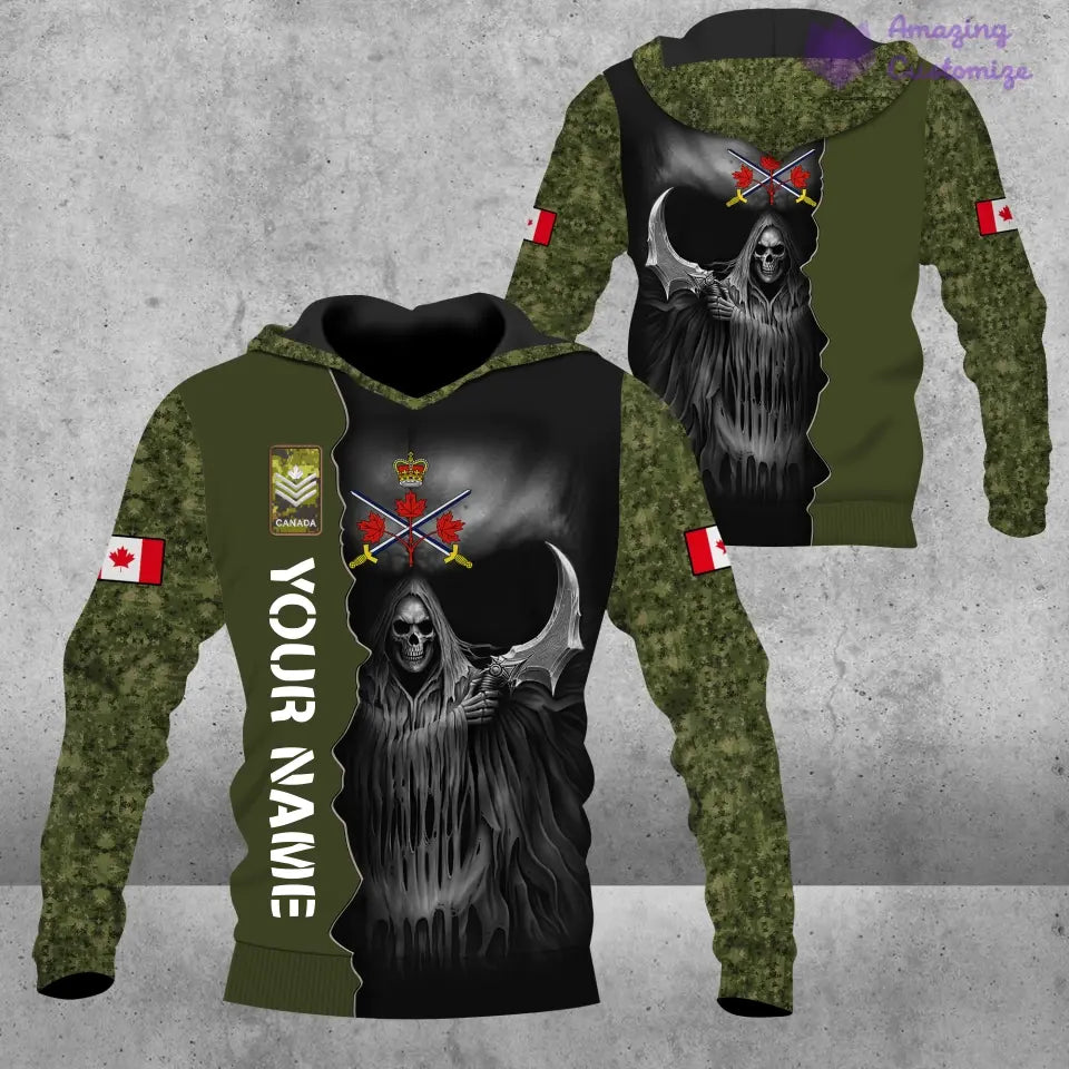 Personalisiertes Hawaiihemd mit kanadischem Soldaten-/Veteranen-Tarnmuster und Namen und Rang, 3D-Druck – 2601240001