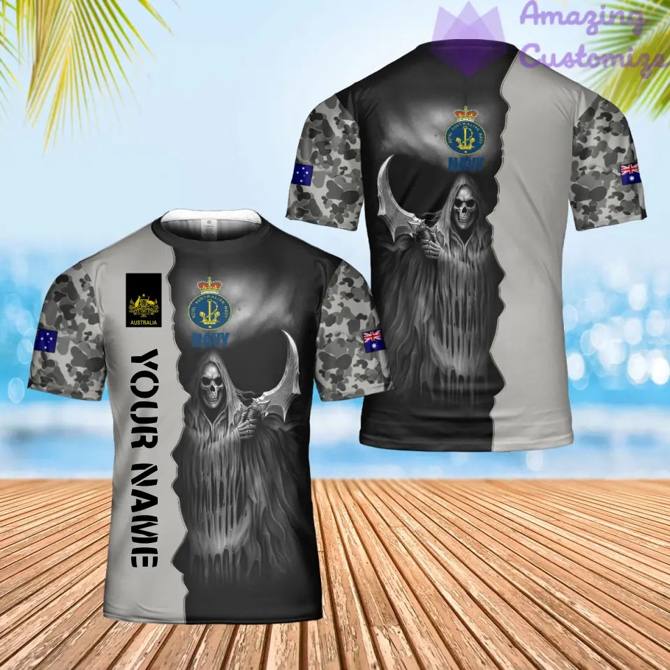 Personalisiertes T-Shirt mit australischem Soldaten-/Veteranen-Tarnmuster mit Namen und Rang, 3D-Druck – 2601240001