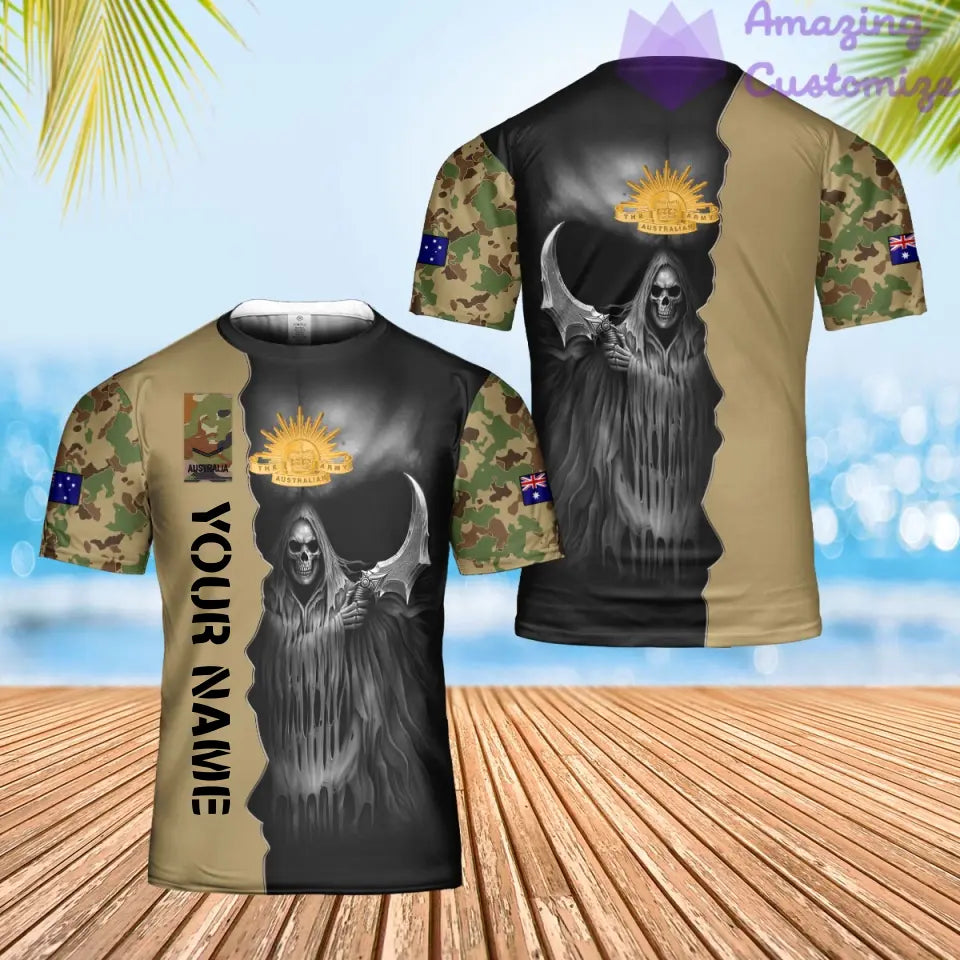 T-shirt personnalisé avec camouflage soldat/vétéran australien avec nom et grade imprimé en 3D - 2601240001