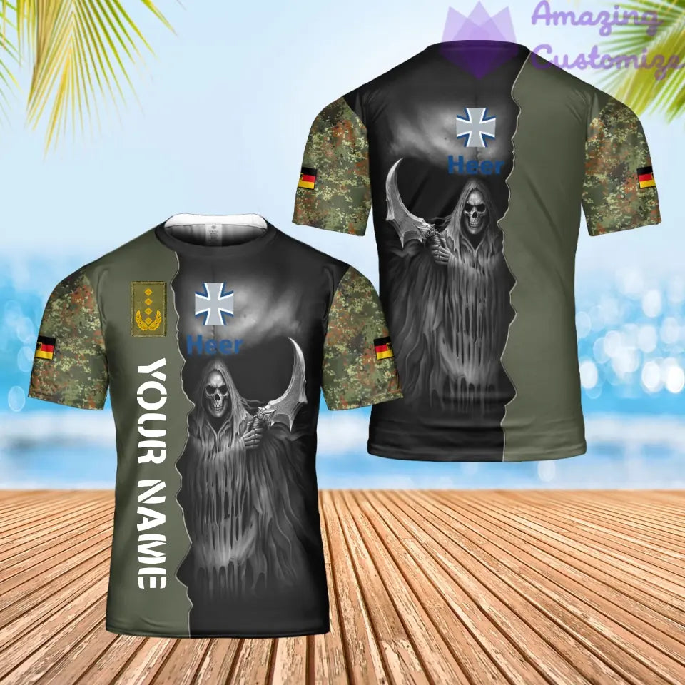 T-shirt personnalisé avec camouflage soldat/vétéran allemand avec nom et grade imprimé en 3D - 2601240001