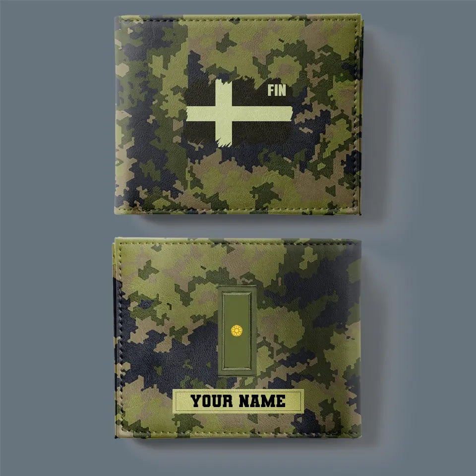 Portefeuille personnalisé avec camouflage soldat/vétéran finlandais avec nom et grade imprimé en 3D - 2501240001