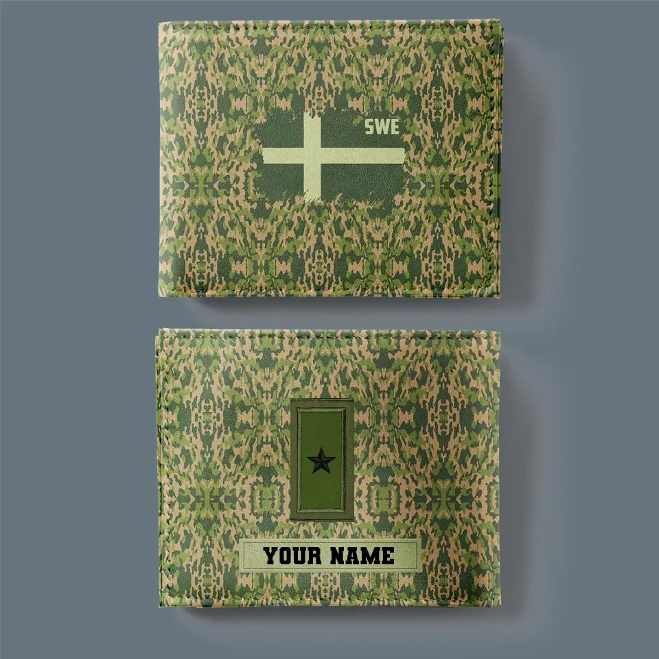 Portefeuille personnalisé avec camouflage soldat/vétéran suédois avec nom et grade imprimé en 3D - 2501240001