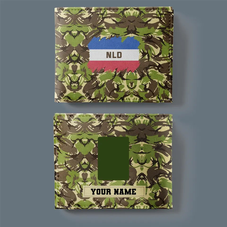 Personalisierte Geldbörse für niederländische Soldaten/Veteranen im Camouflage-Muster mit Namen und Rang, 3D-Druck – 2501240001