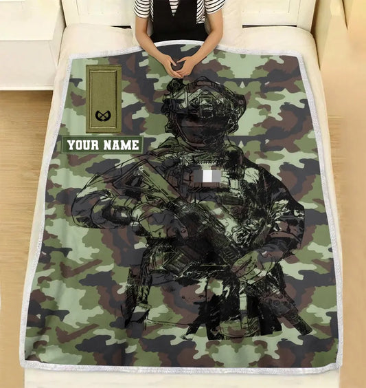 Personalized Ireland Solider/ Veteran Camo With Name And Rank Fleece Blanket 3D Printed - 0608230001