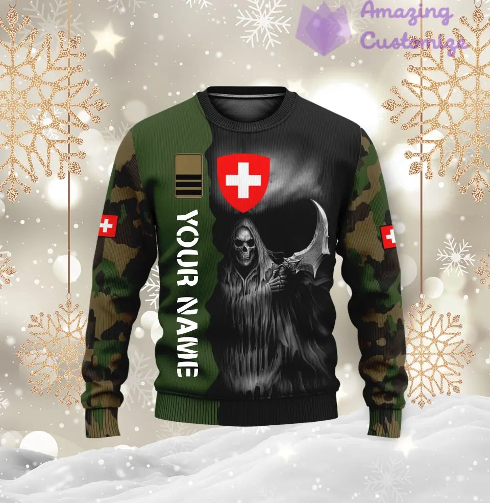 Personalized Swiss Soldier/ Veteran Camo With Name And Rank T-Shirt 3D Printed - 2601240001